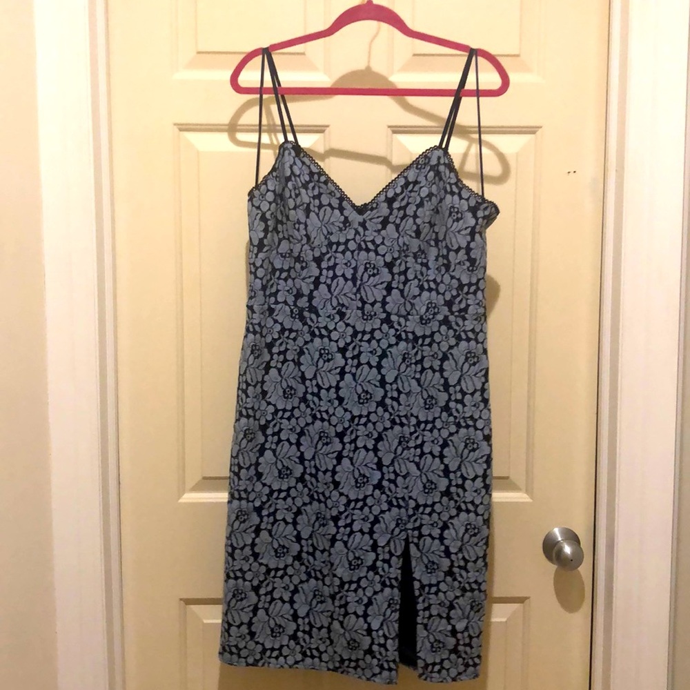CeCe Blue Floral Lace Dress Size 14